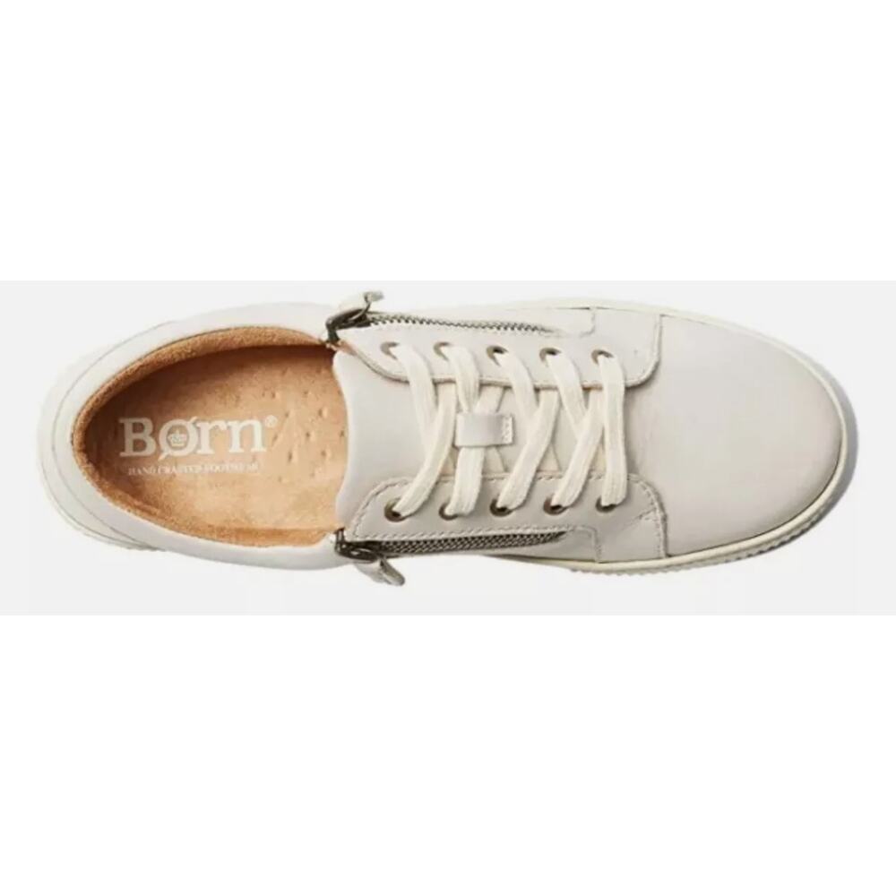 Born Paloma Leather Side Zip Sneakers Oxford Cream White Womens Size 10M US - Picture 2 of 12